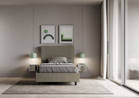 BS COM Letto una piazza e mezza contenitore imbottito 120x190 similpelle cappuccino