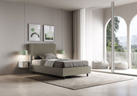 BS COM Letto una piazza e mezza contenitore imbottito 120x210 similpelle cappuccino