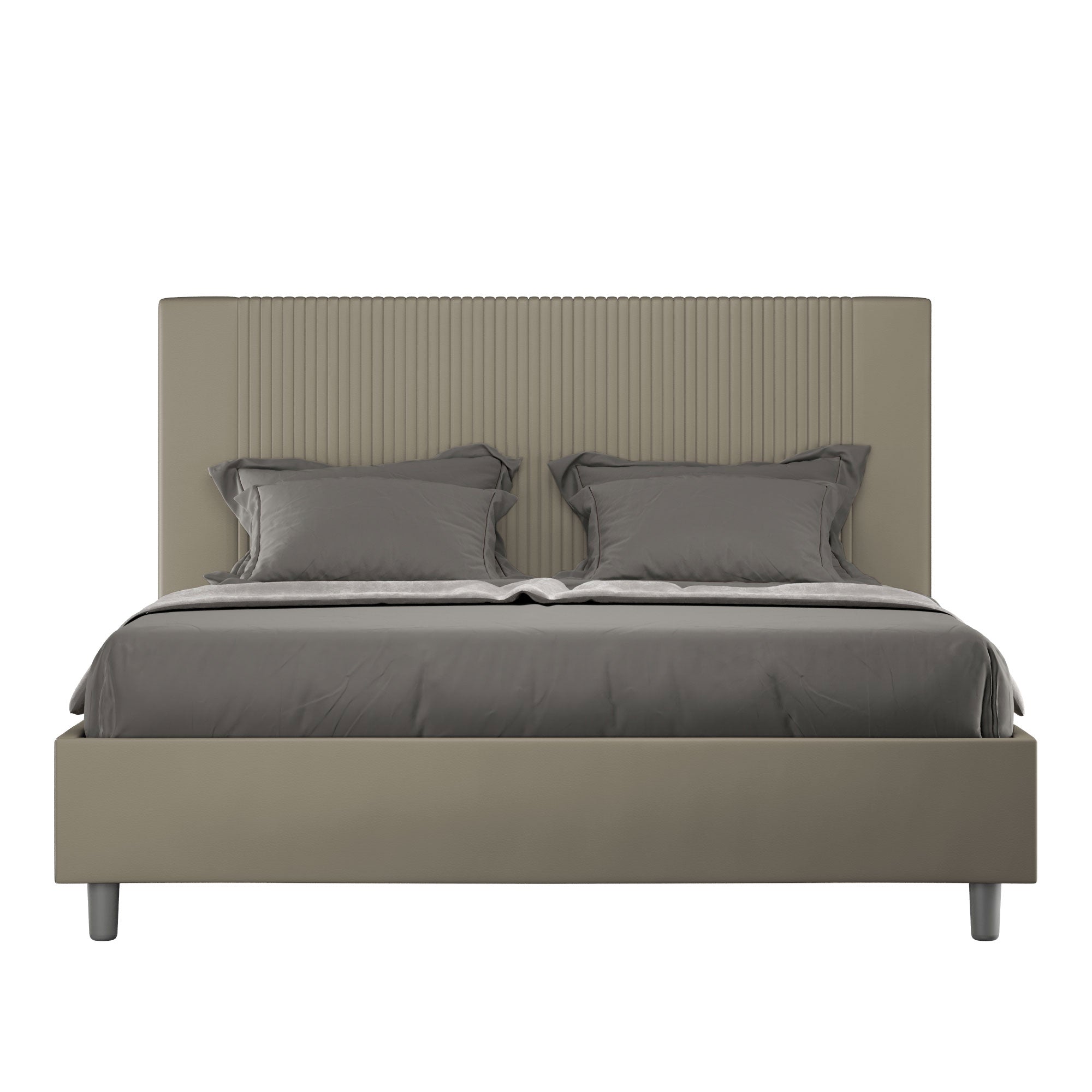 BS COM Letto matrimoniale contenitore doppia alzata imbottito 160x190 similpelle cappuccino