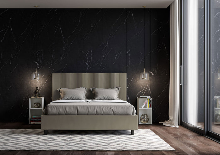 BS COM Letto matrimoniale senza rete imbottito 160x200 similpelle cappuccino