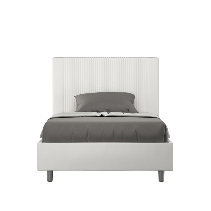 BS COM Letto una piazza e mezza senza rete imbottito 120x190 similpelle bianco