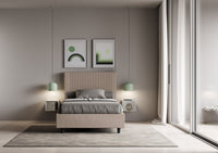 BS COM Letto una piazza e mezza senza rete imbottito 120x200 similpelle tortora