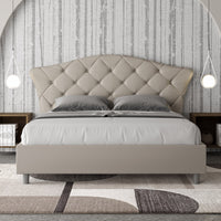 BS COM Letto matrimoniale contenitore doppia alzata imbottito 160x190 similpelle tortora