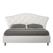 BS COM Letto matrimoniale contenitore doppia alzata imbottito 160x210 similpelle bianco
