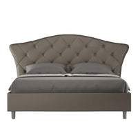 BS COM Letto matrimoniale contenitore doppia alzata imbottito 160x200 similpelle cappuccino