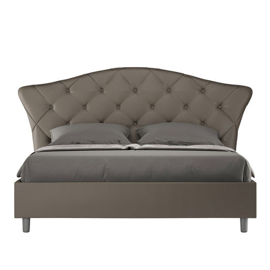 BS COM Letto matrimoniale contenitore doppia alzata imbottito 160x200 similpelle cappuccino