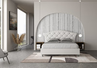 BS COM Letto matrimoniale contenitore doppia alzata imbottito 160x200 similpelle bianco