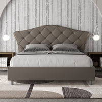 BS COM Letto matrimoniale contenitore doppia alzata imbottito 160x200 similpelle cappuccino