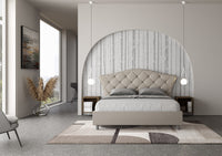 BS COM Letto matrimoniale contenitore doppia alzata imbottito 160x200 similpelle tortora