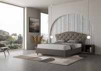 BS COM Letto matrimoniale contenitore doppia alzata imbottito 160x210 similpelle cappuccino