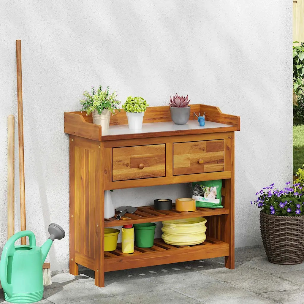 Mobiletto da Giardino con cassetto Naturale 78 x 36,5 x 78cm 42001366