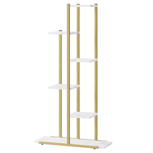 Portafiori Valora a 6 ripiani in marmo con struttura in ferro dorato per decorazione