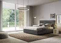 BS COM Letto matrimoniale francese contenitore imbottito 140x200 microfibra grigio