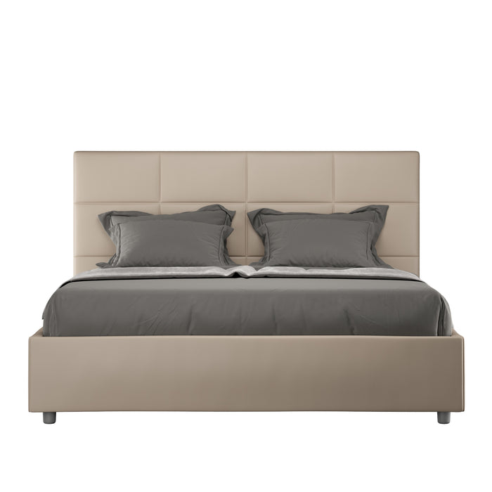BS COM Letto matrimoniale contenitore imbottito 160x200 similpelle tortora