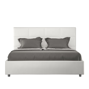 BS COM Letto matrimoniale contenitore imbottito 160x210 similpelle bianco