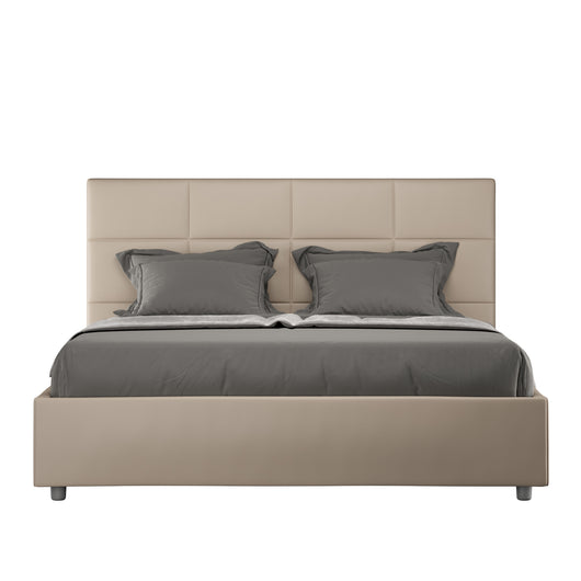BS COM Letto matrimoniale contenitore imbottito 160x210 similpelle tortora