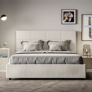 BS COM Letto matrimoniale contenitore imbottito 160x210 similpelle bianco