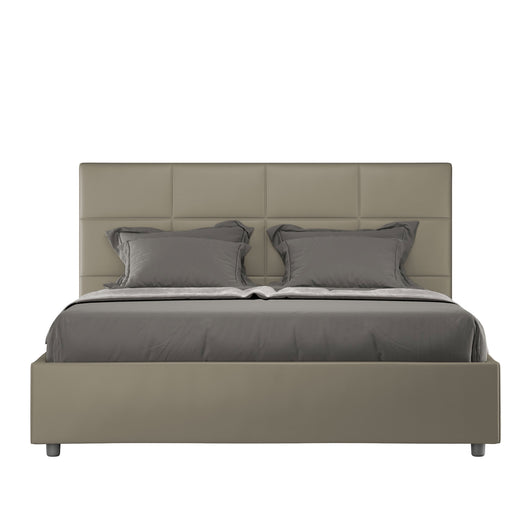 BS COM Letto matrimoniale contenitore imbottito 160x210 similpelle cappuccino