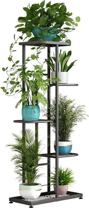 Pianta a 5 livelli in metallo, per uso interno ed esterno, colore grigio scuro