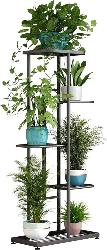 Pianta a 5 livelli in metallo, per uso interno ed esterno, colore grigio scuro