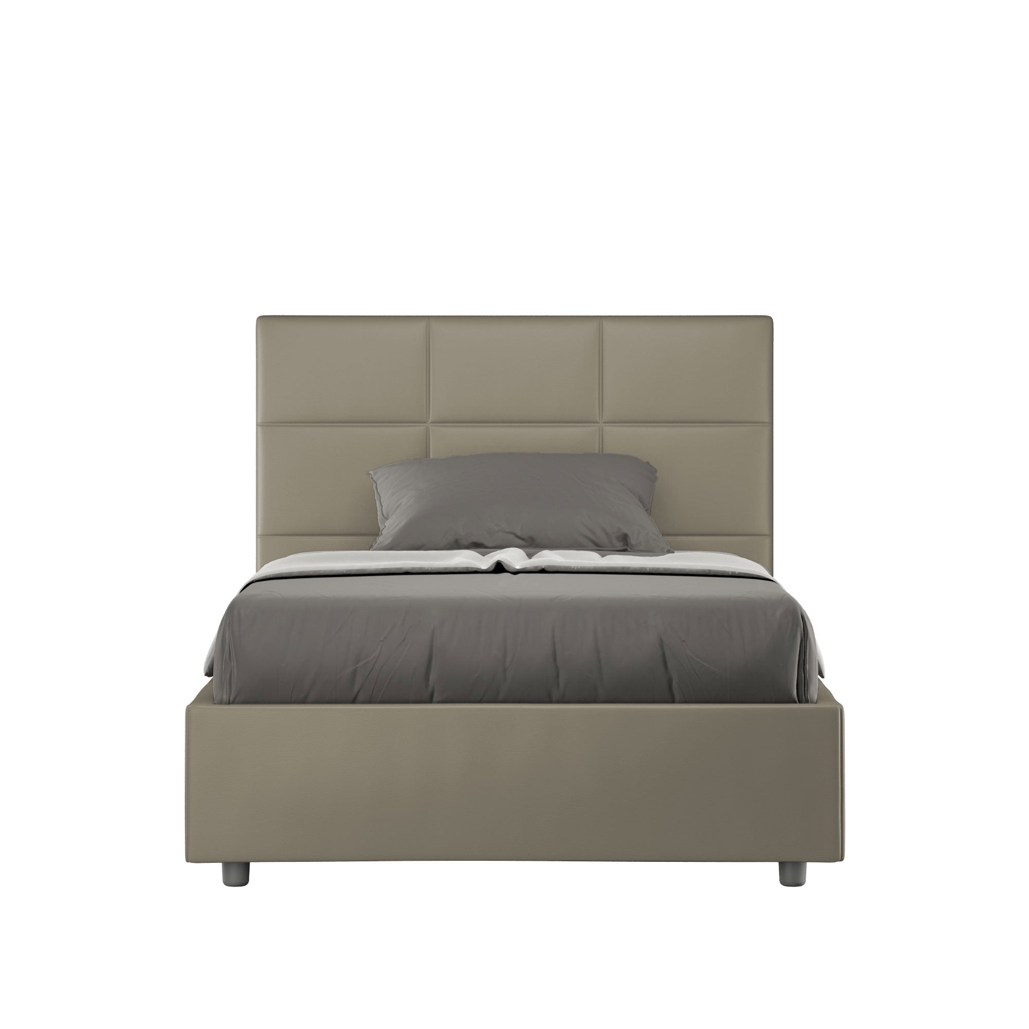 BS COM Letto una piazza e mezza contenitore imbottito 120x200 similpelle cappuccino