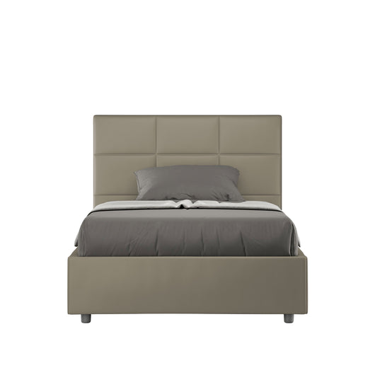 BS COM Letto una piazza e mezza contenitore imbottito 120x200 similpelle cappuccino