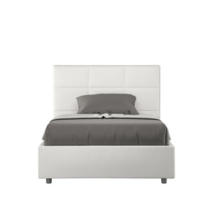 BS COM Letto una piazza e mezza contenitore imbottito 120x210 similpelle bianco
