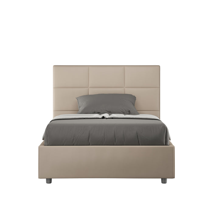 BS COM Letto una piazza e mezza contenitore imbottito 120x190 similpelle tortora
