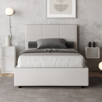 BS COM Letto una piazza e mezza contenitore imbottito 120x210 similpelle bianco