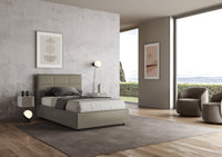 BS COM Letto una piazza e mezza contenitore imbottito 120x200 similpelle cappuccino