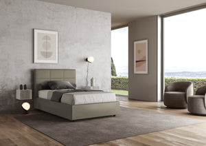 BS COM Letto una piazza e mezza contenitore imbottito 120x200 similpelle cappuccino