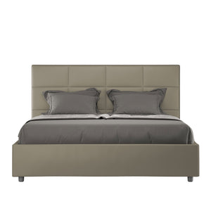 BS COM Letto matrimoniale contenitore doppia alzata imbottito 160x190 similpelle cappuccino