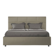 BS COM Letto matrimoniale contenitore doppia alzata imbottito 160x200 similpelle cappuccino