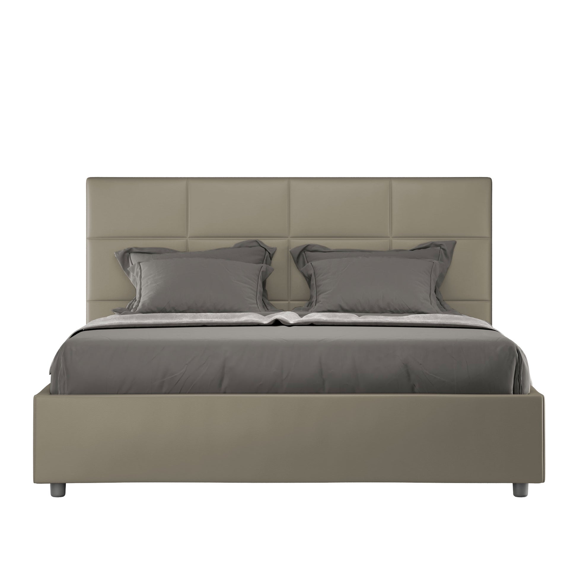 BS COM Letto matrimoniale contenitore doppia alzata imbottito 160x200 similpelle cappuccino