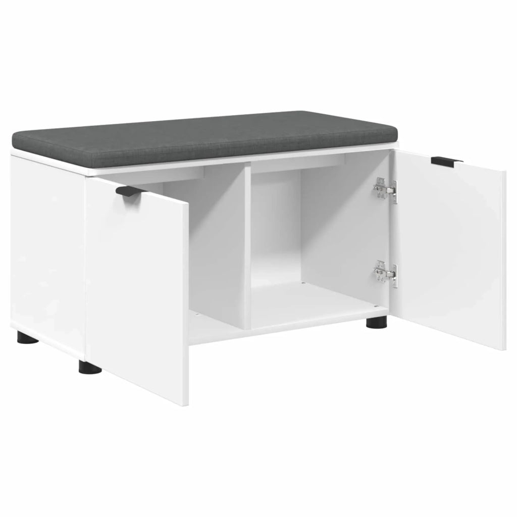 Panca per ingresso con cuscino con porta Bianco 80 x 38 x 46 cm