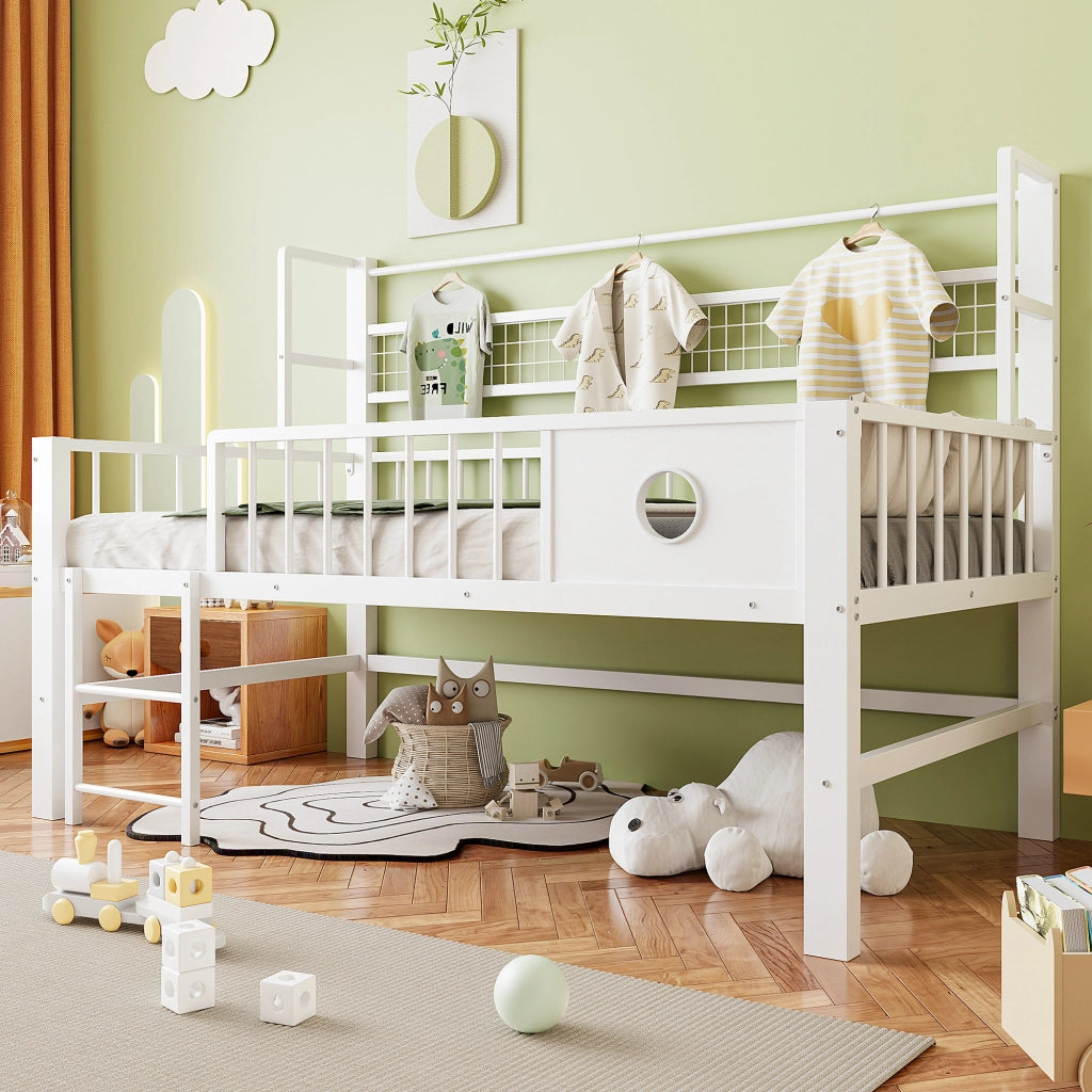 LETTO A CASTELLO BASSO 90 x 200 cm in metallo bianco