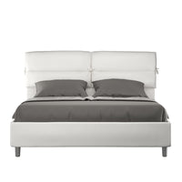 BS COM Letto matrimoniale contenitore doppia alzata imbottito 160x210 similpelle bianco