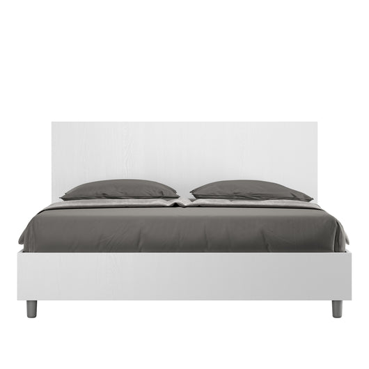 BS COM Letto matrimoniale contenitore doppia alzata 160x200 bianco frassino