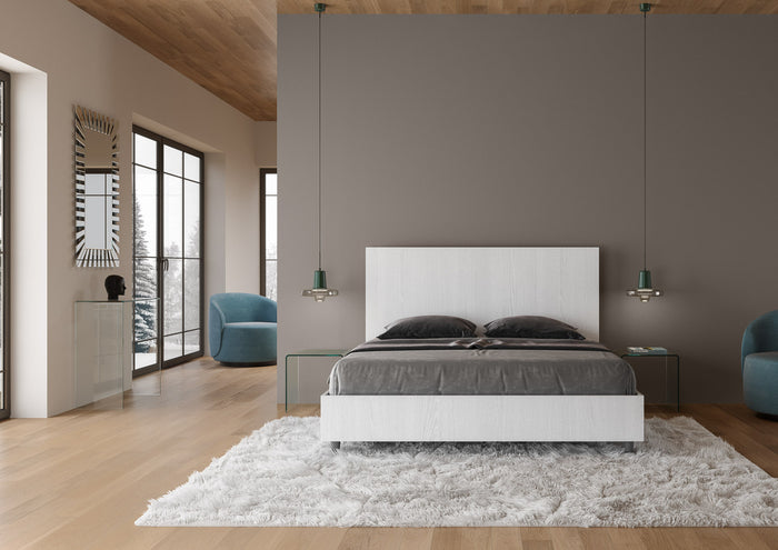 BS COM Letto matrimoniale contenitore doppia alzata 160x190 bianco frassino