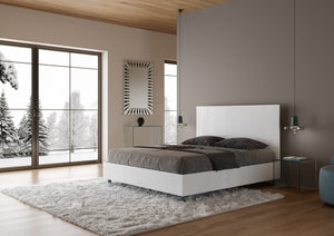BS COM Letto matrimoniale contenitore doppia alzata 160x190 bianco frassino