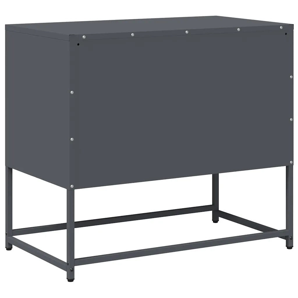Mobile porta TV con pratico vano contenitore 68 x 39 x 60 cm accogliente stile industriale acciaio antracite 02_0049876