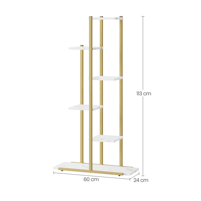 Portafiori Valora a 6 ripiani in marmo con struttura in ferro dorato per decorazione