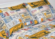 Coppia Di Federe Piazzate In 100% Cotone In Fantasia Vintage Bottoni Laterali - Federe - Vintage