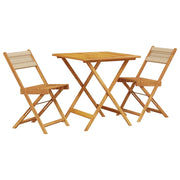 Set da Bistrot 3pz | Set Salotto da Giardino Beige in Polipropilene e Legno Massello