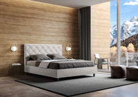 BS COM Letto matrimoniale contenitore imbottito 160x190 similpelle bianco