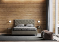 BS COM Letto matrimoniale contenitore imbottito 160x190 similpelle cappuccino