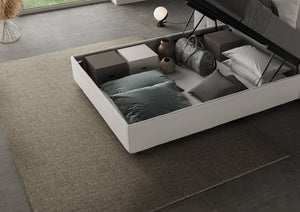 BS COM Letto una piazza e mezza contenitore imbottito 120x200 similpelle bianco