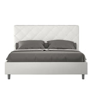 BS COM Letto matrimoniale contenitore doppia alzata imbottito 160x200 similpelle bianco