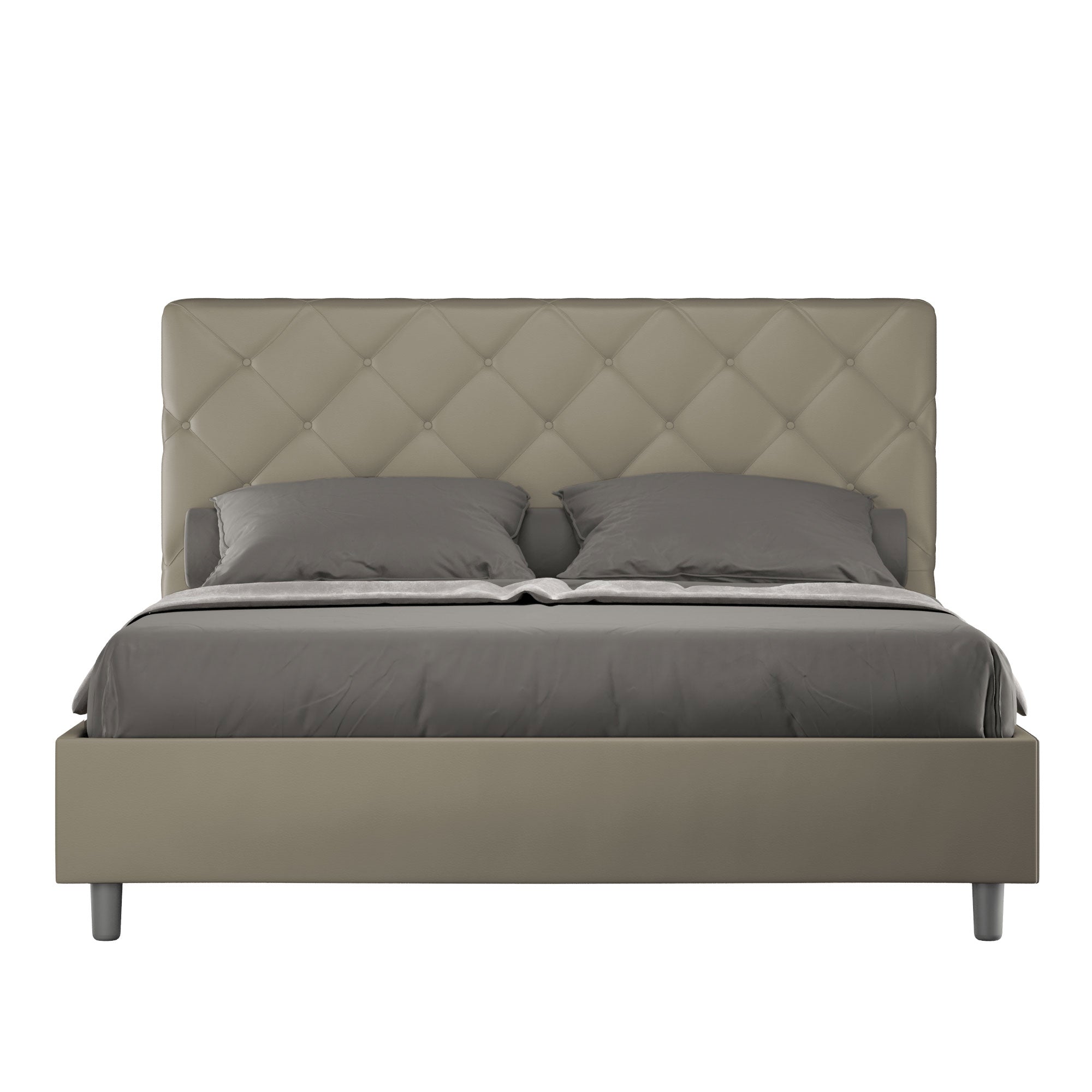 BS COM Letto matrimoniale contenitore doppia alzata imbottito 160x190 similpelle cappuccino