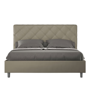 BS COM Letto matrimoniale contenitore doppia alzata imbottito 160x190 similpelle cappuccino